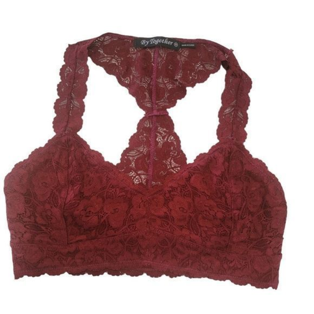 By Together lace bralette size medium red